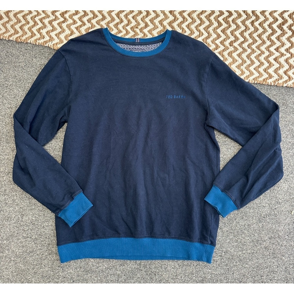 Ted Baker London Mens S Sweater Blue Dressed To‎ Chill Knit Crewneck Lightweight